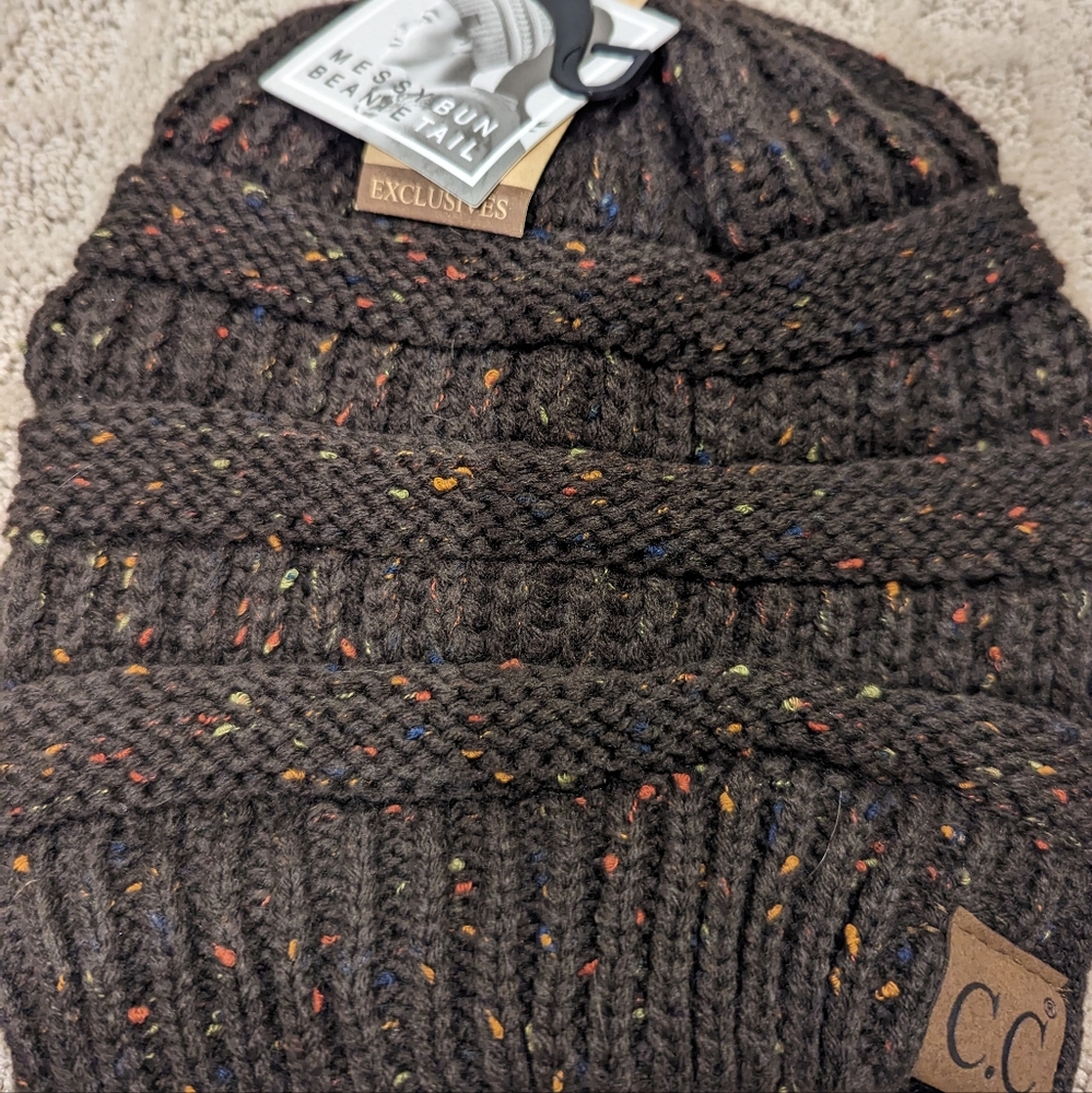 NWT C.C. Messy Bun Beanie